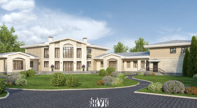 Проект загородного дома в классическом стиле. Площадь- 650 м2
