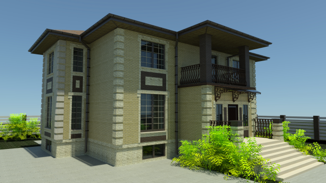 Двухэтажный коттедж с подвалом