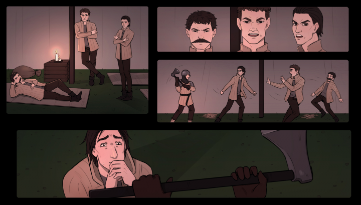 Страница комикса к визуальной новелле