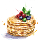 Иллюстрация блинов акварелью