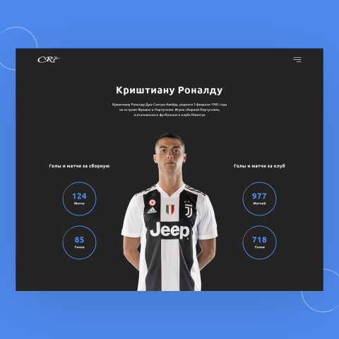Промо-сайт с футболистом "Криштиану Роналду"