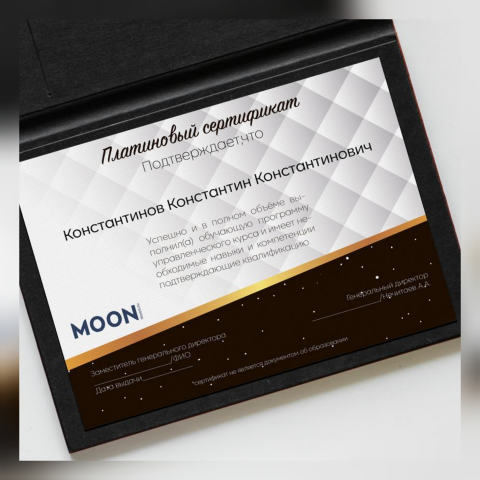 Сертификат для компании Moon