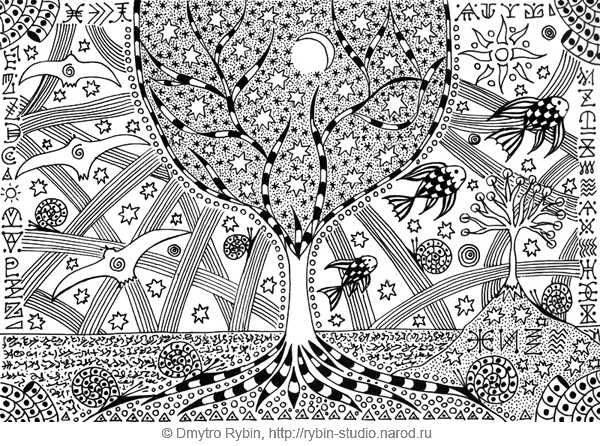 День и ночь. Символьная чернобелая графика