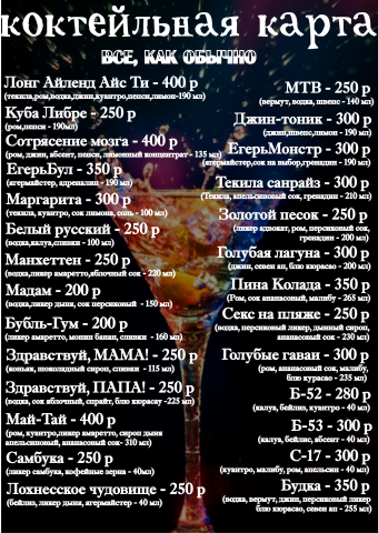 Коктейльная карта