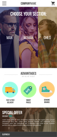 Дизайн одностраничного сайта магазина. Мобильная версия