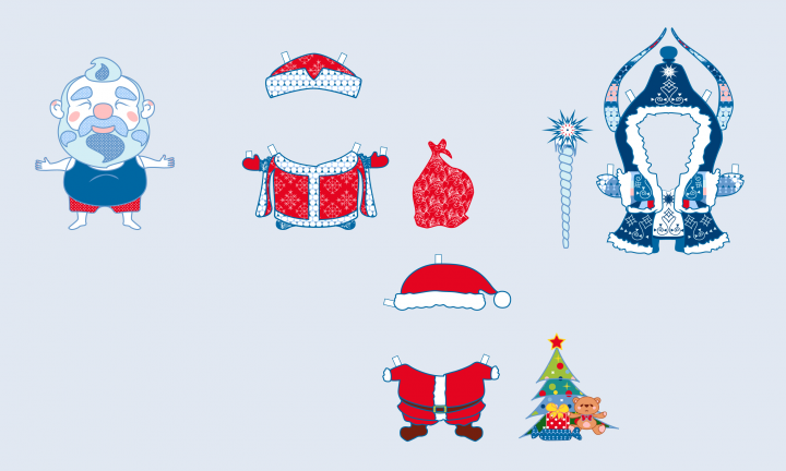 Дед Мороз кукла для вырезания