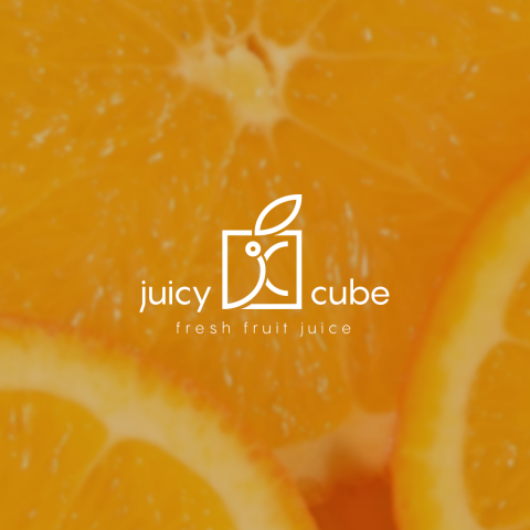 Логотип для компании, занимащейся продажей сока «Juicy Cube»