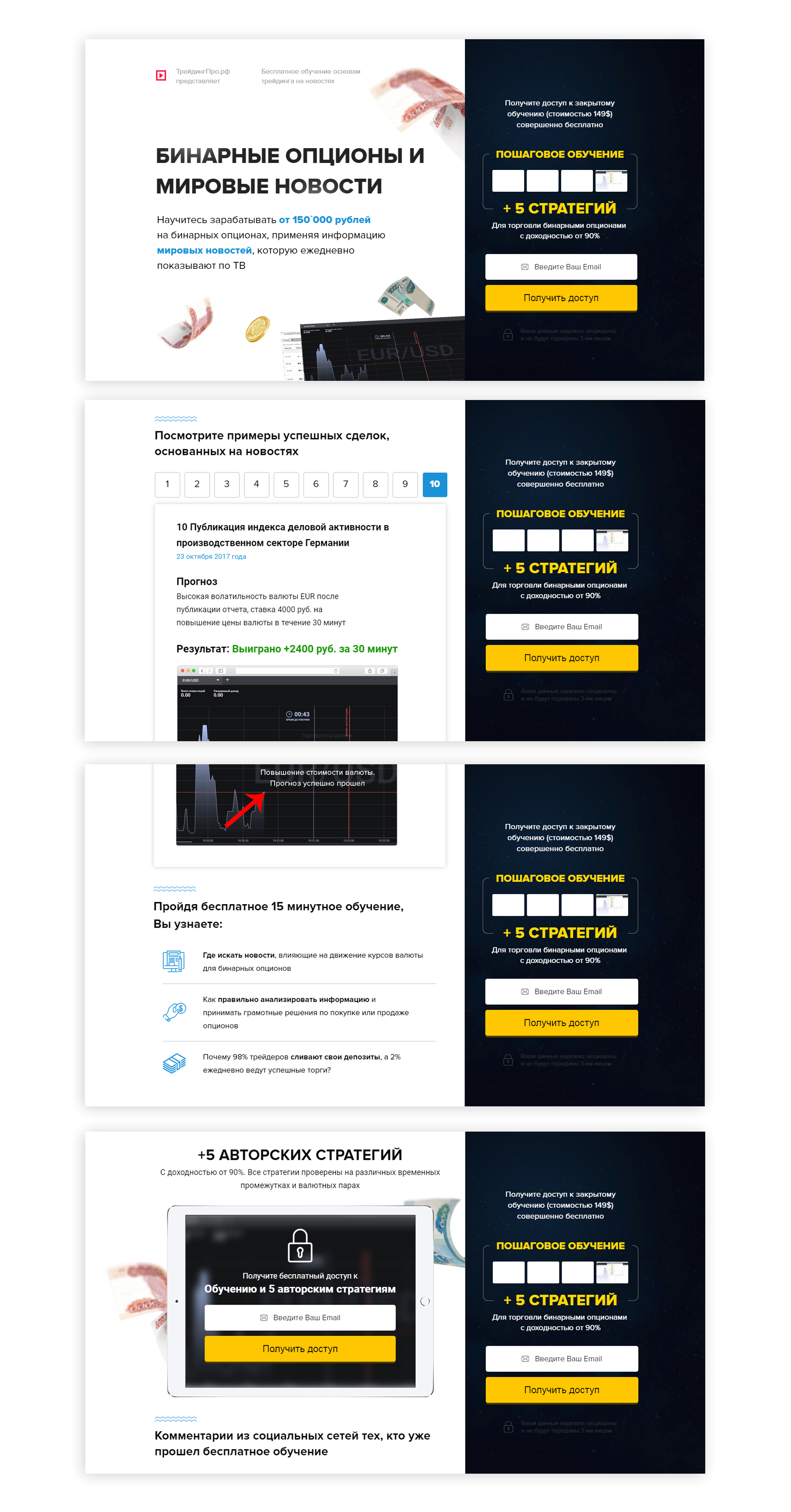 Landing Page. Бинарные опционы