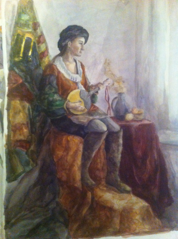 Рисунок человека акварелью