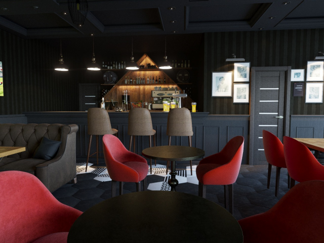 Разработка интерьера для сети Спорт-баров Timeout bar Grill