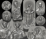 СОбрание  маленьких икон с разными святыми.