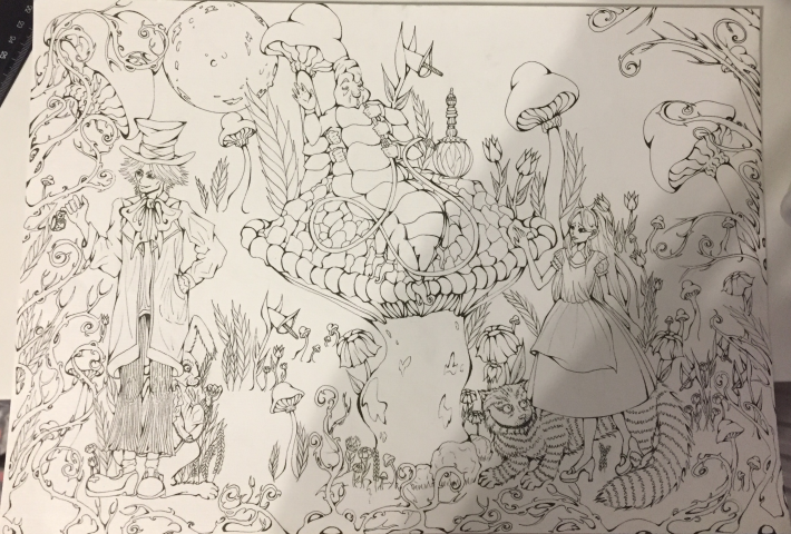 Лайн-арт к "Алиса в стране чудес.."