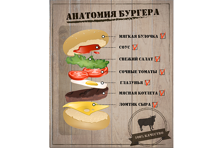 Иллюстрация "Анатомия бургера"
