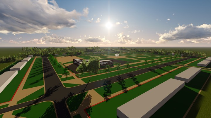 Визуализация. Общественный центр поселка. Учебная работа