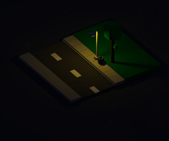 Воксель-арт - Ночная улица