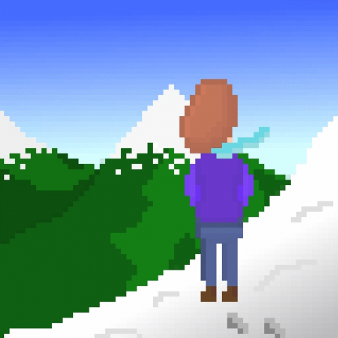 Пиксельная анимация Горный пейзаж