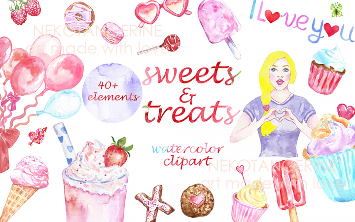 Sweets watercolor set