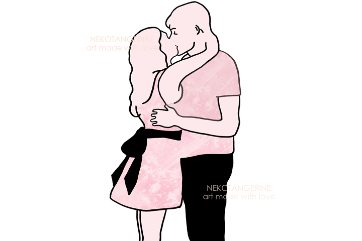 Kissing Couple line art