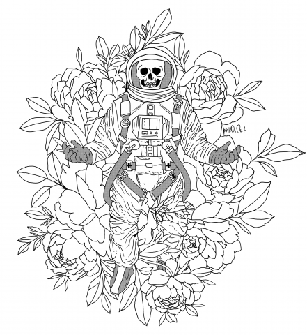 эскиз тату "космонавт"