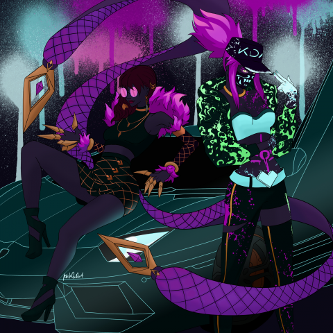 арт K/DA Akali&Evelinn