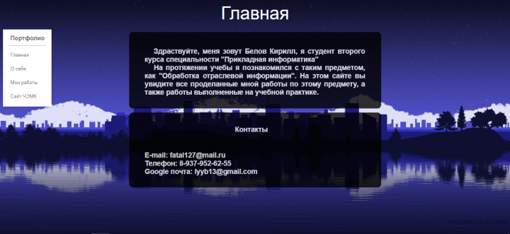 Простое портфолио студента