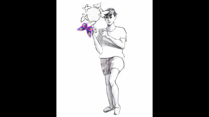 Мальчик и бабочка.