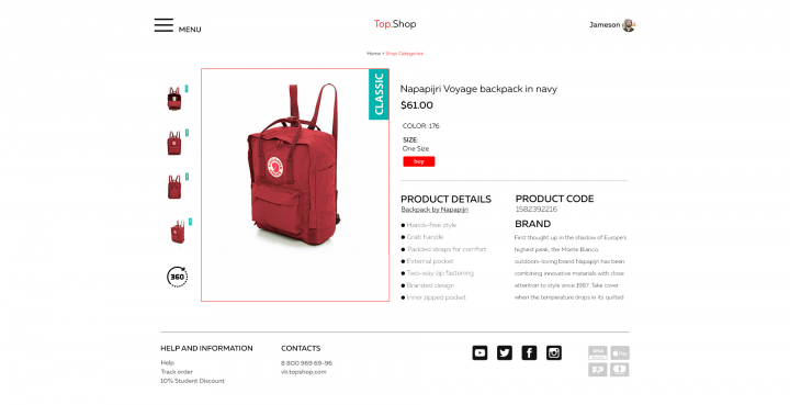 Backpack shop by