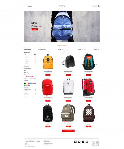 Backpack shop