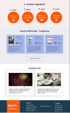 Главная страница сайта по продаже зоотоваров