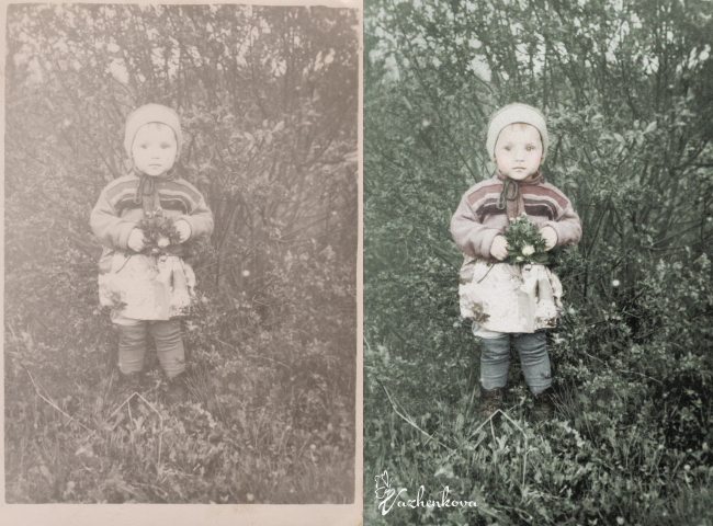 Реставрация и оцветнение старой фотографии