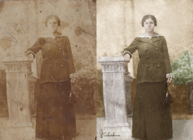 Реставрация и оцветнение старой фотографии