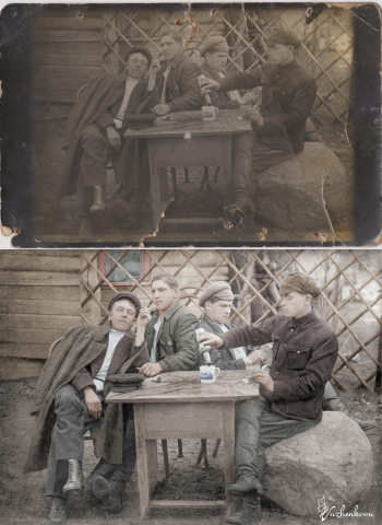 Реставрация и оцветнение старой фотографии