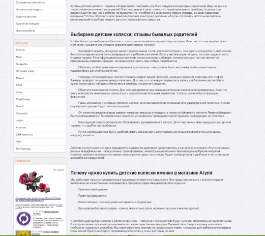 СЕО + информационный текст для интернет-магазина Агуля