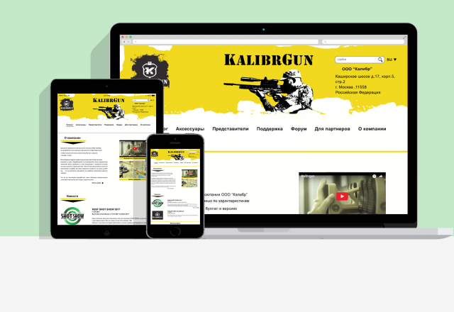 Концепт дизайна landing page производителя пневматического оружи
