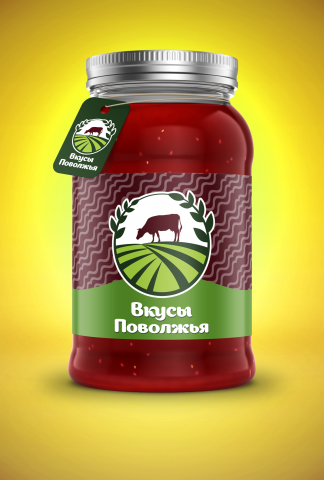Дизайн этикетки для продукции "Вкусы Поволжья"