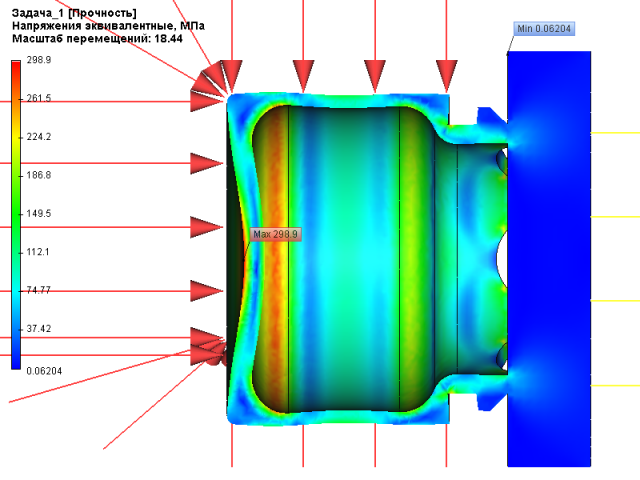 Расчет на прочность поршня тормозного суппорта