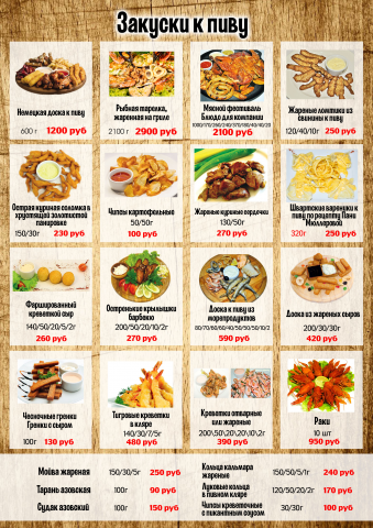 Фрагмент меню