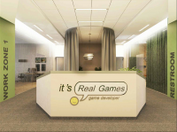 Рецепция офиса компании "Real Games"
