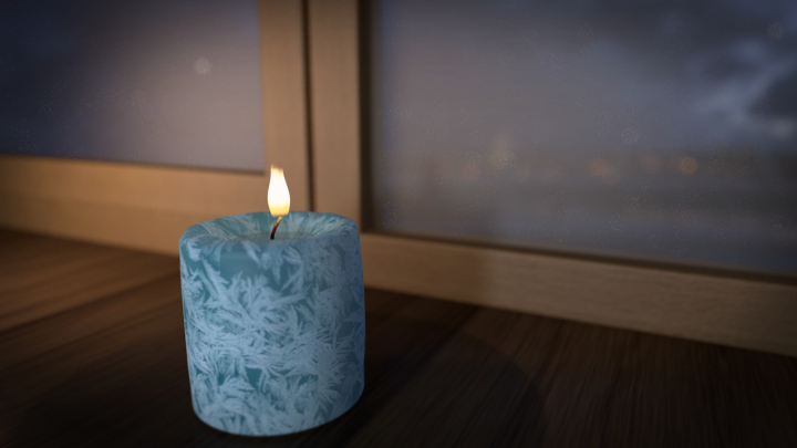 Cinema 4D. Свеча на фоне окна