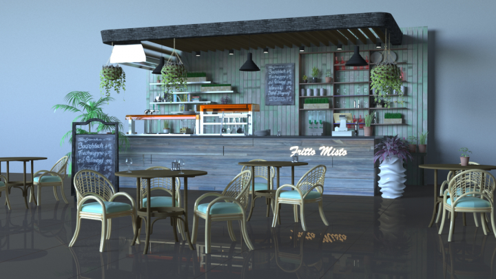 Дизайн фудкорта для ресторана быстрого питания Fritto