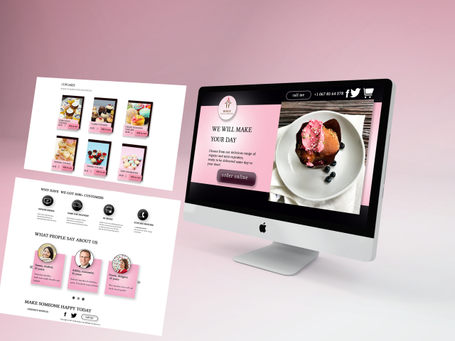 Landing page of cupcakery services