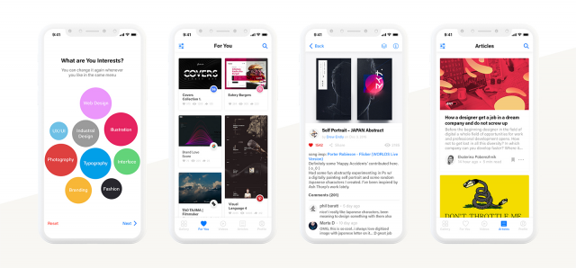 Дизайн приложения для поиска вдохновения под iOS