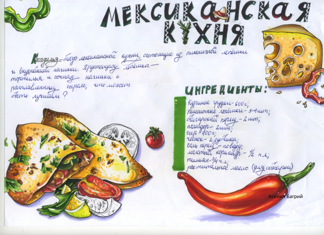 Страница Меню летнего ресторана.