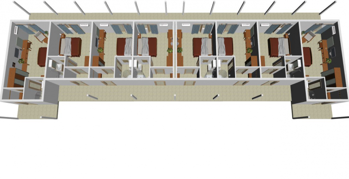 3D вид плана Мини-гостиницы в коттеджном посёлке