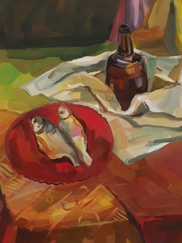 Живописная работа в академическом стиле. Теплые тона.