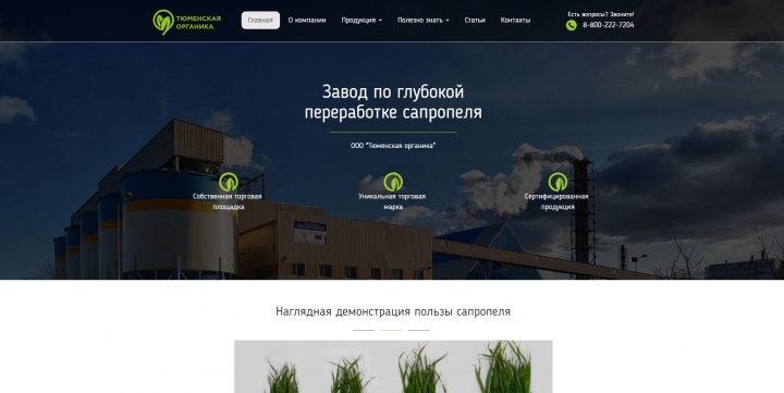 Corporate site of the sapropel plant