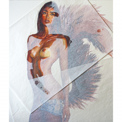 Постер в интерьер "Женщина-белка", акварель, ню