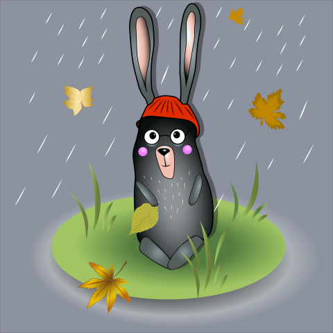 Детская иллюстрация "Осенний зайчик"