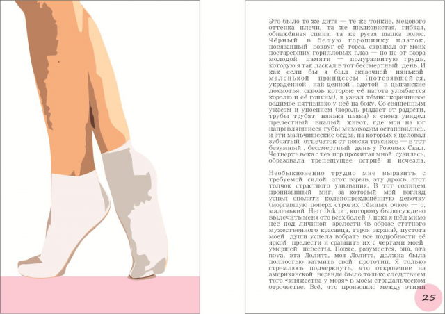 Пример иллюстрации и страницы для книги В. Набокова "Лолита"