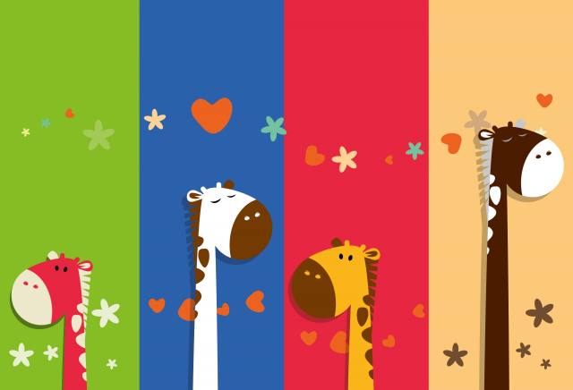Four Cute Giraffes